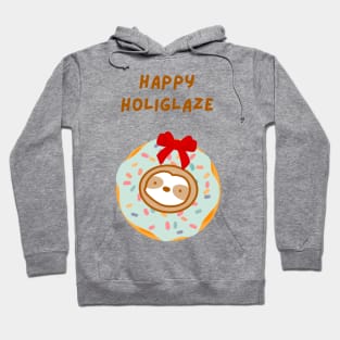 Happy Holidays Christmas Wreath Donut Sloth Hoodie